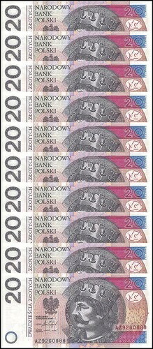 ポーランド 20 ズウォティチ、2016、P-184b、UNC X 10 PCS｜WORLD RESOURCE【QUEEN店】
