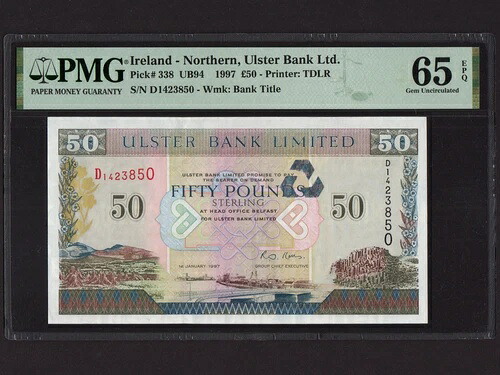 北アイルランド:P-338,50ポンド、1997 * アルスター銀行 * PMG Gem UNC 65 EPQ *|WORLD RESOURCE【QUEEN店】