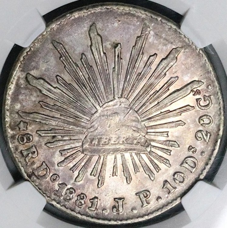 1881年-Do NGC AU メキシコ 8レアル デュランゴミント キャップレイズ シルバーコイン (24042001C)｜WORLD RESOURCE【QUEEN店】