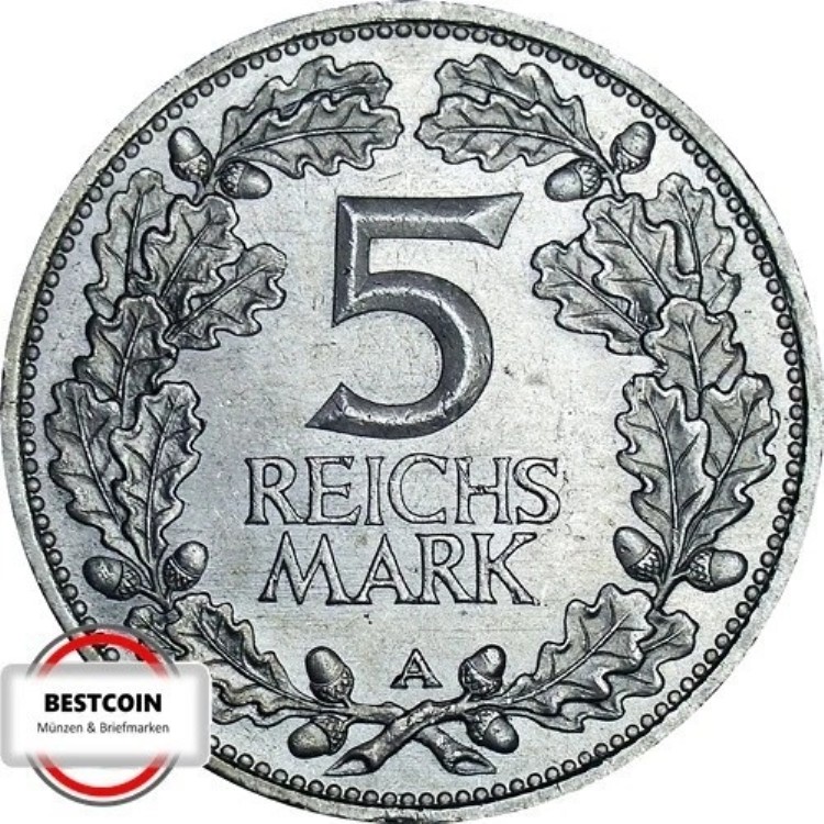 J322 5 マーク ワイマール ラインラント 1925 A XF-UNC 1158-｜WORLD RESOURCE【QUEEN店】