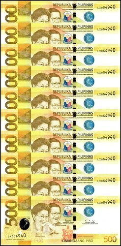 フィリピン 500 ピソ、2020、P-210d.2、UNC X 10 PCS｜WORLD RESOURCE【QUEEN店】