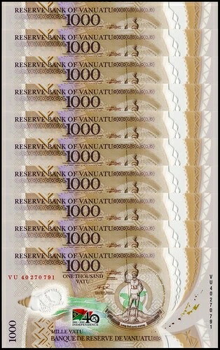 バヌアツ 1000 バツ、2020、P-21、UNC 記念、ポリマー X 10 個｜WORLD RESOURCE【QUEEN店】