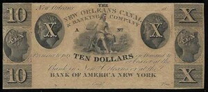 1830年代の10ドル ルイジアナ運河銀行 ニューオーリンズ - バンク・オブ・アメリカ UNC # 372｜WORLD RESOURCE【QUEEN店】