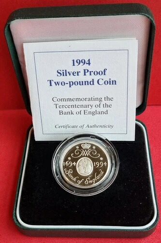 1994年 ロイヤルミント 銀貨 プルーフ 2ポンド硬貨 イングランド銀行創立300周年記念|WORLD RESOURCE【QUEEN店】