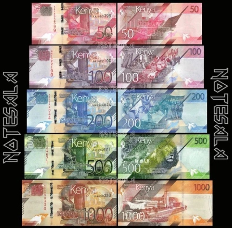ケニア フルセット 5枚 50、100、200、500、1000シリング 2019 PICK-52 から P-56 UNC|WORLD RESOURCE【QUEEN店】