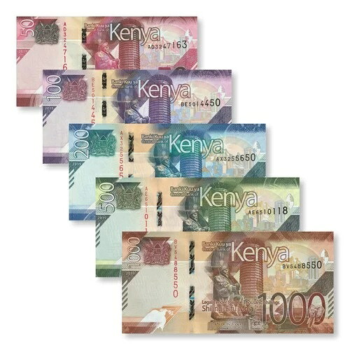 ケニア フルセット：50～1,000シリング、2019年、B144～B148、UNC｜WORLD RESOURCE【QUEEN店】