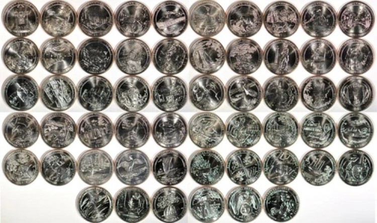 2010-2021 25セント Dミント アメリカ・ザ・ビューティフル クォーターセット UNC (56枚)｜WORLD RESOURCE【QUEEN店】