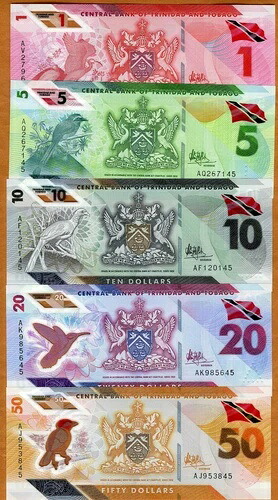 SET トリニダード・トバゴ、$1-5-10-20-50 2020 (2021) ポリマー UNC 再設計|WORLD RESOURCE【QUEEN店】