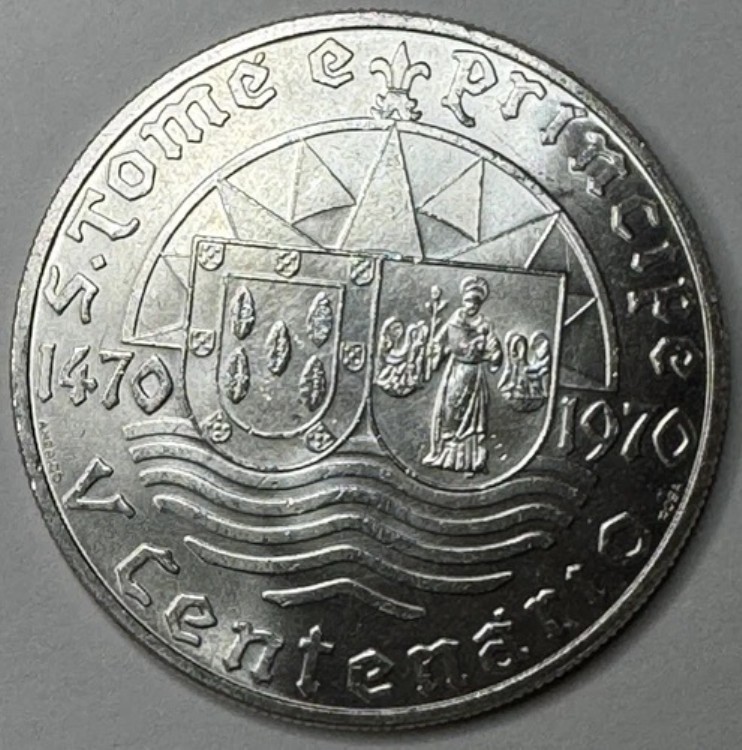 サントメ・プリンシペ 1970年 50エスクード銀貨 BU UNC 発見500周年記念|WORLD RESOURCE【QUEEN店】