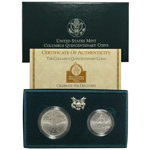 1992年 UNC シルバー コロンバス 500周年記念 2枚セット ボックス、OGP & COA|WORLD RESOURCE【QUEEN店】