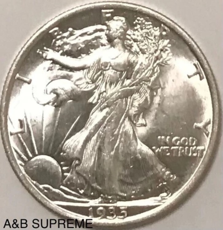 1935年ウォーキング・リバティ・ハーフドル、OBWロール・エステート、CH-GEM、Bu Unc、90%シルバー｜WORLD RESOURCE【QUEEN店】