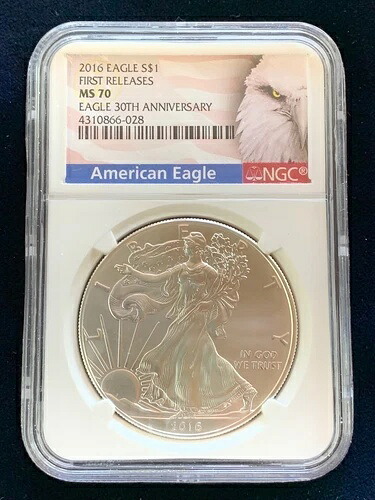 アメリカン・シルバー・イーグル NGC 2016 UNC $1 MS-70 ファースト・リリース・イーグル 30th ロゴ｜WORLD RESOURCE【QUEEN店】