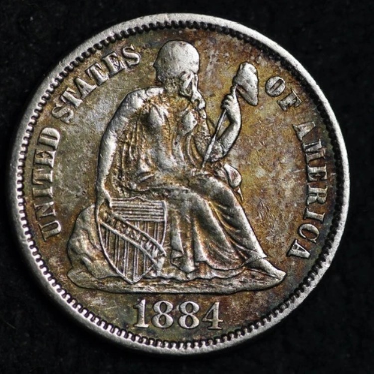 1884年 シーテッド リバティ シルバー ダイム チョイス UNC *未流通* MS トーン P/H E170 XZFM|WORLD RESOURCE【QUEEN店】