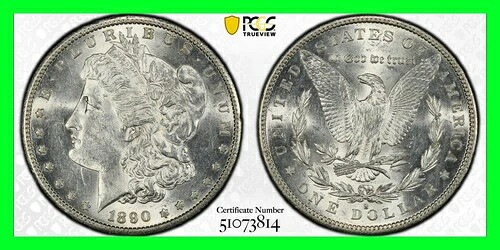 1890年代のモルガン銀貨1ドル（PCGS AU58グレード） - 外観はUNC｜WORLD RESOURCE【QUEEN店】