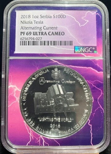 2018年 ニコラ・テスラ「交流電流」シルバー セルビア 100ディナラ ?NGC PF 69 UCAM|WORLD RESOURCE【QUEEN店】