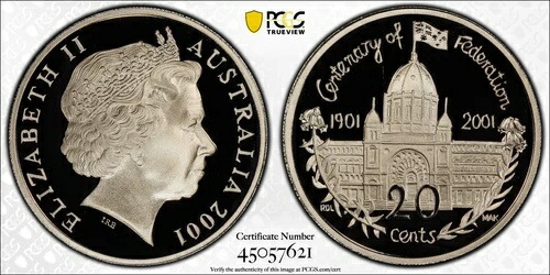 2001年 プルーフ 20セント 20セント ビクトリア オーストラリア PCGS PR69DCAM FDC UNC #2822｜WORLD RESOURCE【QUEEN店】