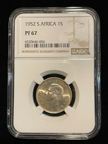 南アフリカ 1シリング 1952年 NGC PF 67 極上宝石 UNC プルーフ、美しい。C9|WORLD RESOURCE【QUEEN店】