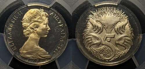 1966年 プルーフ 5セント 5セント オーストラリア PCGS PR68DCAM FDC UNC #1858|WORLD RESOURCE【QUEEN店】