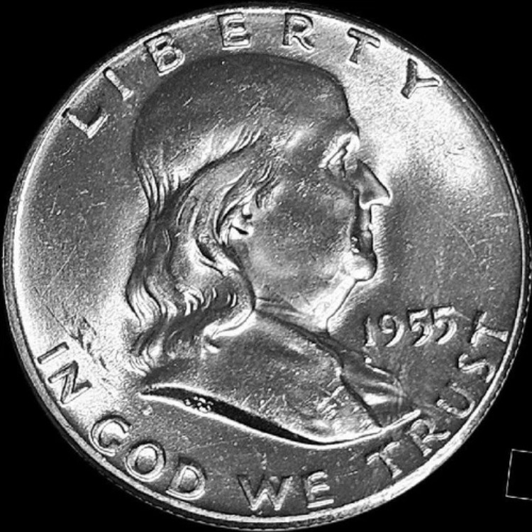 1955年 アメリカ フランクリン ハーフドル 50セント 90%銀貨 UNC (MS)｜WORLD RESOURCE【QUEEN店】
