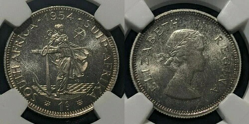 南アフリカ 1954年 プルーフ シリング 1/- NGC PF67 GEM UNC KM# 49 #1646|WORLD RESOURCE【QUEEN店】