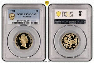 1991年 PCGS PR70DCAM 1ドル札 Mob of Roos プルーフコイン。TOP POP｜WORLD RESOURCE【QUEEN店】