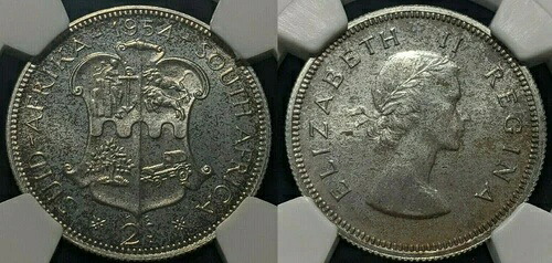 南アフリカ 1954年 プルーフ 2シリング 2/- NGC PF66 GEM UNC KM# 50 #1651｜WORLD RESOURCE【QUEEN店】