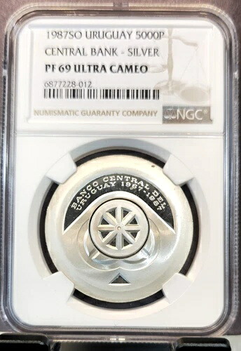 1987年ウルグアイ銀貨 5000ペソ 中央銀行 NGC PF 69 ウルトラカメオ レア トップポップ｜WORLD RESOURCE【QUEEN店】