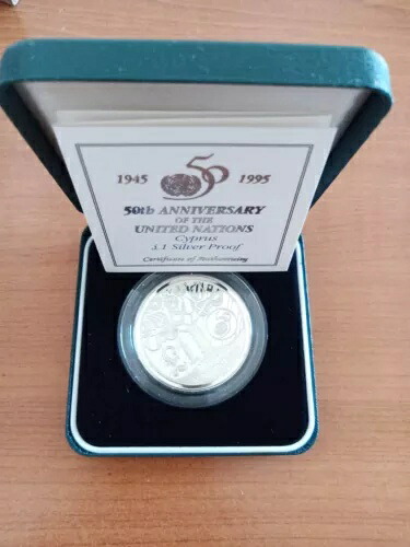 キプロス 1995年 国連創設50周年記念 銀貨 プルーフ UNC|WORLD RESOURCE【QUEEN店】