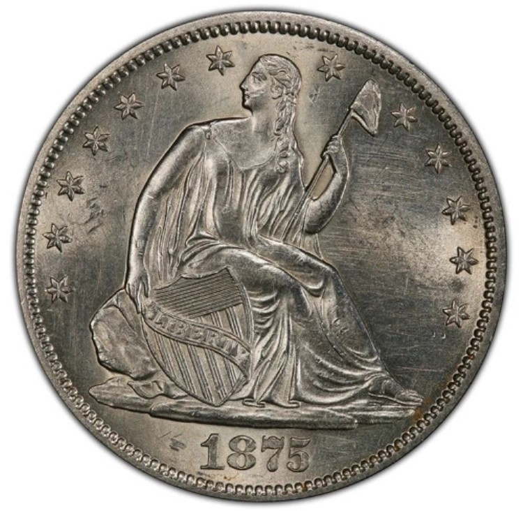 1875-S 着席 LIB ハーフ ドル - PCGS UNC 詳細 - 見事な光沢!|WORLD RESOURCE【QUEEN店】