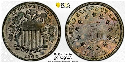 1883年米国5セントシールドニッケルPCGS PR63ロット#G644プルーフ！チョイスUNC！｜WORLD RESOURCE【QUEEN店】