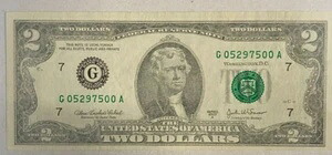 アメリカ合衆国 2003年 2ドル札 2枚 インク抜け エラー フルシール ミスプリント 希少｜WORLD RESOURCE【QUEEN店】 139,150円