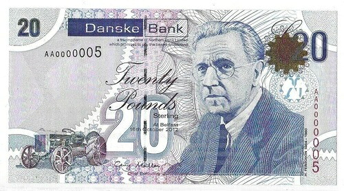 低番号 AA0000005 北アイルランド Danske Bank 20ポンド P-213 UNC 非常に希少｜WORLD RESOURCE【QUEEN店】