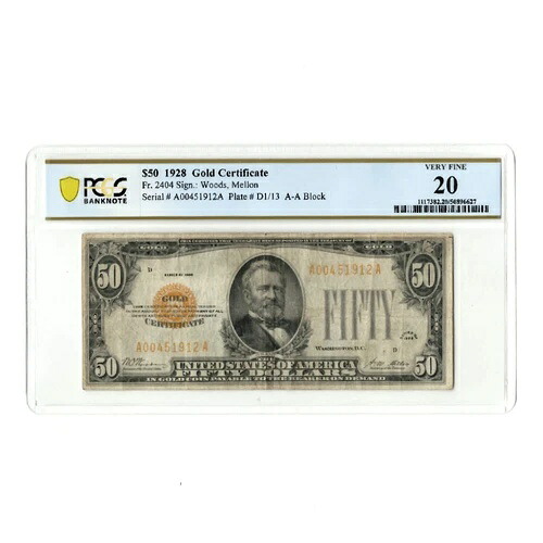 1928年 50ドル金券 Fr 2404 PCGS VF20｜WORLD RESOURCE【QUEEN店】