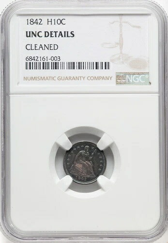 1842 年 着席 1/2 ダイム - NGC UNC 詳細 - 非常に高品質 - このグレードでは非常に希少!|WORLD RESOURCE【QUEEN店】