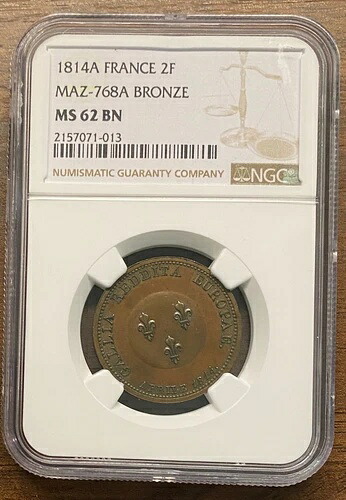 希少！ロシア・フランス 1814年 2フラン モジュール・エッサイ アレクサンドル1世 - NGC UNC MS 62｜WORLD RESOURCE【QUEEN店】