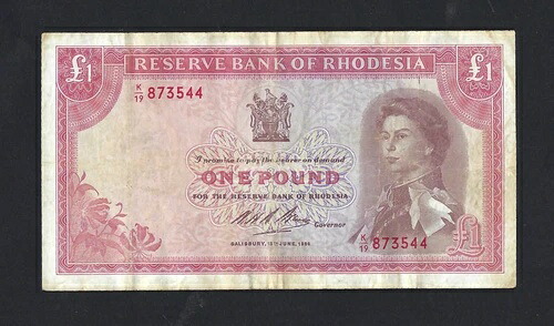 ローデシア準備銀行 希少 1ポンド 1966年6月15日 エリザベス2世 P-28a-｜WORLD RESOURCE【QUEEN店】 54,120円