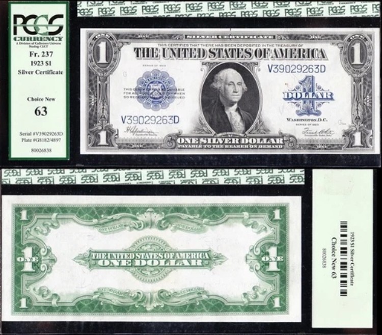 素晴らしい、鮮明なチョイス UNC 1923年 $1 銀券!PCGS 63!送料無料!29263D|WORLD RESOURCE【QUEEN店】