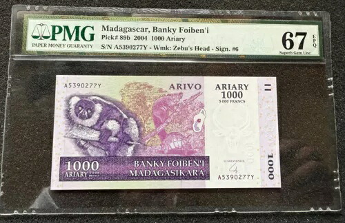 2004 1000 ARIARY PICK# 89b マダガスカル PMG 67 EPQ SUPERB GEM UNC|WORLD RESOURCE【QUEEN店】