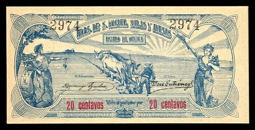 Haciendas de San Miguel Solis y Anexas 20 Centavos 1915、M2857 / PI-MEX-23 UNC|WORLD RESOURCE【QUEEN店】