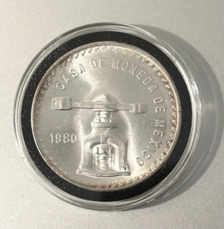 メキシコ カサ・デ・ムネダ 1980年 銀貨 1オンス 0.925インチ 42mm 保護カプセル入り UNC｜WORLD RESOURCE【QUEEN店】