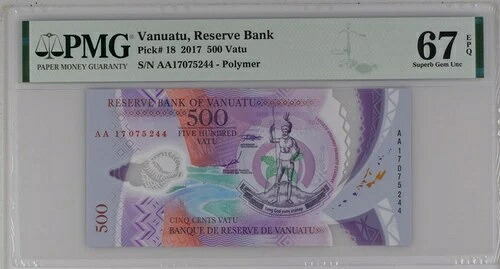 2017 バヌアツ 500 VATU ピック#18 ポリマー PMG スーパージェム UNC 67 EPQ|WORLD RESOURCE【QUEEN店】
