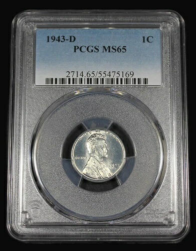 1943年 D リンカーン スチール セント PCGS MS65 UNC MS 65 ウィートペニー 証明書 55475169|WORLD RESOURCE【QUEEN店】