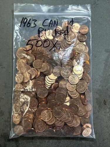 500枚セット カナダ 1963年 1セント BU UNC 未流通 小セント銅貨 カナダ|WORLD RESOURCE【QUEEN店】
