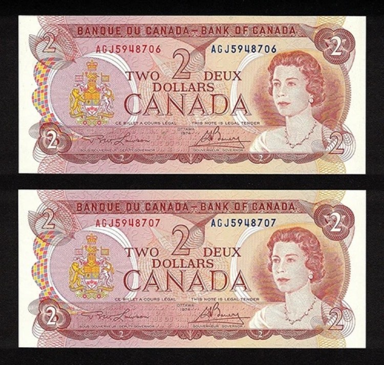1974 $2.00 BC-47a-i SELECT UNC EPQ (2) 連続 (1) 壊れたはしご 2ドル|WORLD RESOURCE【QUEEN店】