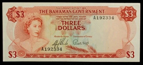 1965年 $3 バハマ - ピック19a - UNC - SKU-CA1514|WORLD RESOURCE【QUEEN店】