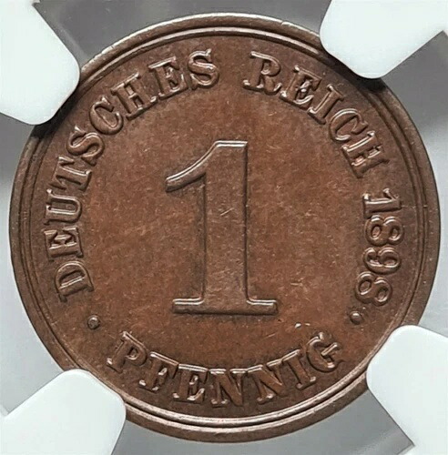 ドイツ エンパイア 1 フェニヒ 1898 F シュトゥットガルト NGC MS 64 BN UNC トップ ポップ ブロンズ|WORLD RESOURCE【QUEEN店】