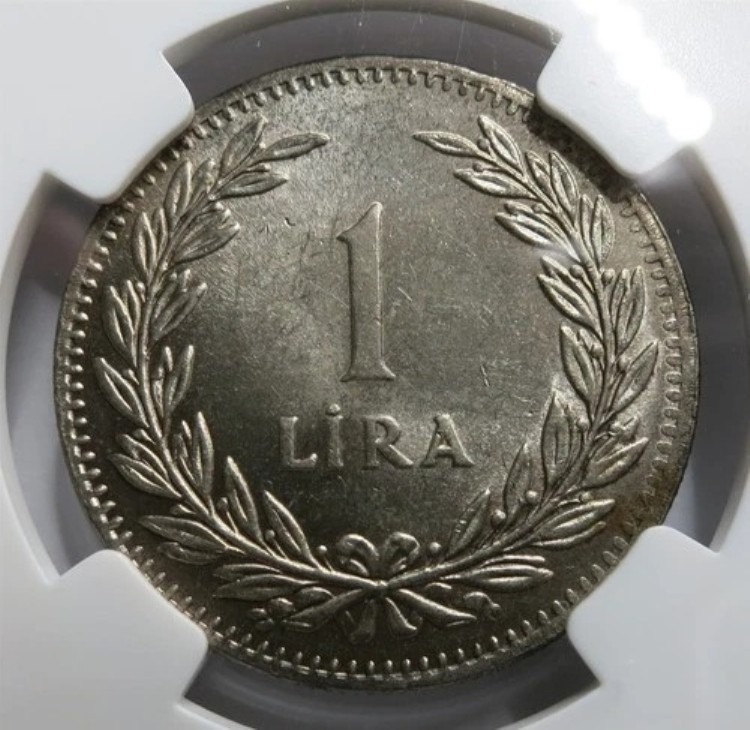 トルコ 1リラ 1947年 NGC MS 64 UNC 刻印入りシルバースターグレード|WORLD RESOURCE【QUEEN店】