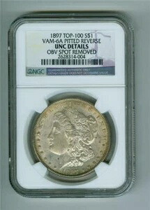 米国 1897年 モルガン・ダラー トップ100 VAM-6A ピットド リバース NGC UNC 詳細 表面 スポット RE|WORLD RESOURCE【QUEEN店】