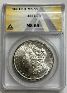 1881-S モルガン銀貨 UNC、ANACS MS63、サンフランシスコ造幣局｜WORLD RESOURCE【QUEEN店】