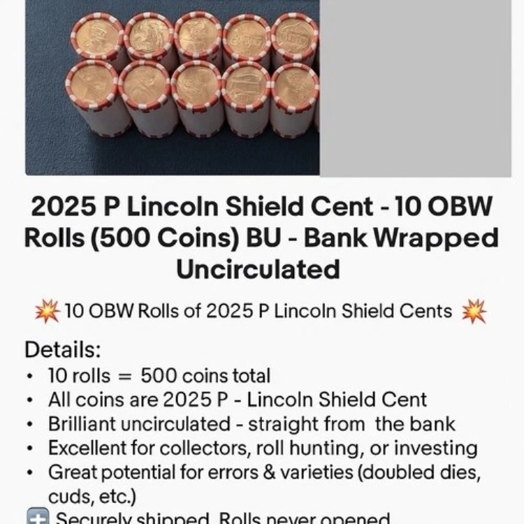 2025 P リンカーンシールド セント-10 OBW ロール (500 枚) BU 銀行包装 未流通|WORLD RESOURCE【QUEEN店】